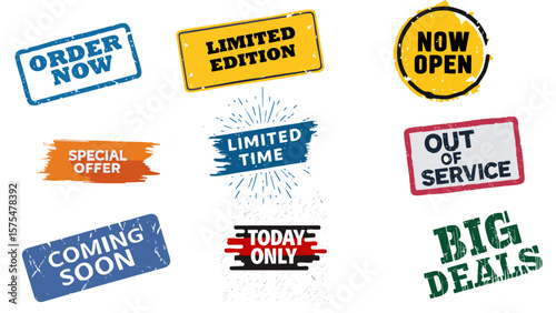 Set of vector sale icons and discount labels, shopping tags for special offers, clearance, Black Friday, promotion banners, quality price deal stickers, shop badge