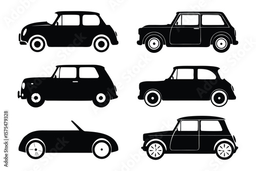 Classic Car Silhouettes: A collection of sleek, timeless automobile silhouettes, embodying the charm and enduring appeal of automotive design.