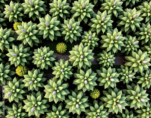the image showcases an overhead view of a dense collection of trees with radial patterns, the position is largely symmetrical