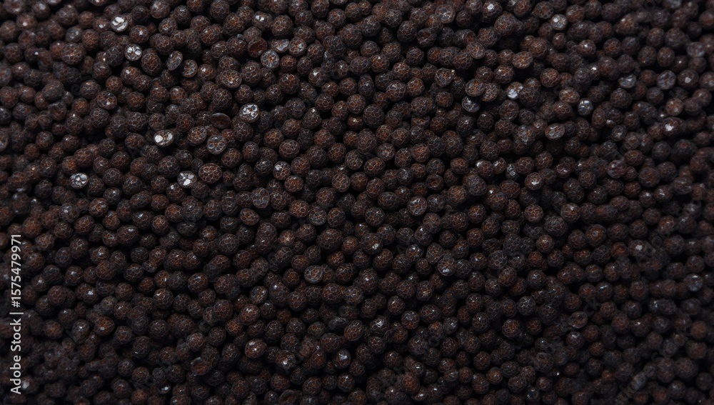 Close-up view of many black peppercorns showing their rough texture Close-up view of many black peppercorns showing their rough texture