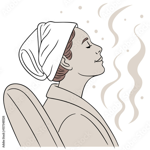 Person Doing Facial Steam Treatment for Skincare. Perfect for: Skincare Sunday, spa promotions, beauty blogs