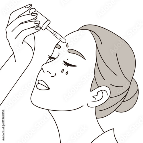 Person Applying Eye Roller Serum Under Eyes for Skincare. Perfect for: Skincare Sunday, Beauty Day promotions, morning routines