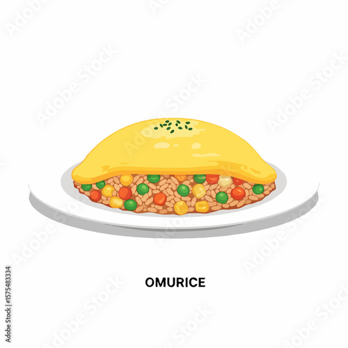 Delicious Omurice Fried Rice Topped with Soft Fluffy Egg and Rich Sauce