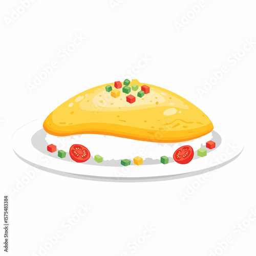 Delicious Omurice Fried Rice Topped with Soft Fluffy Egg and Rich Sauce