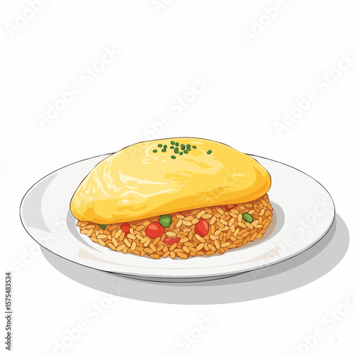 Delicious Omurice Fried Rice Topped with Soft Fluffy Egg and Rich Sauce