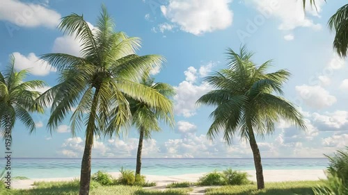 Wallpaper Mural Sandy path leading to tropical beach with palm trees and lush vegetation Torontodigital.ca