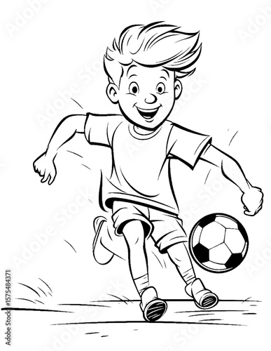 boy playing soccer coloring pages