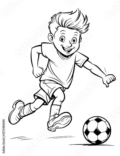 boy playing soccer coloring pages