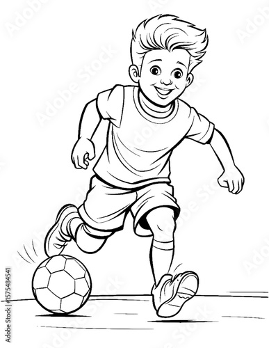 boy playing soccer coloring pages
