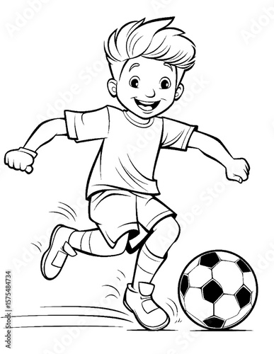 boy playing soccer coloring pages