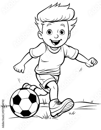 boy playing soccer coloring pages