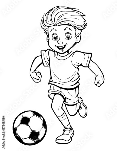 boy playing soccer coloring pages