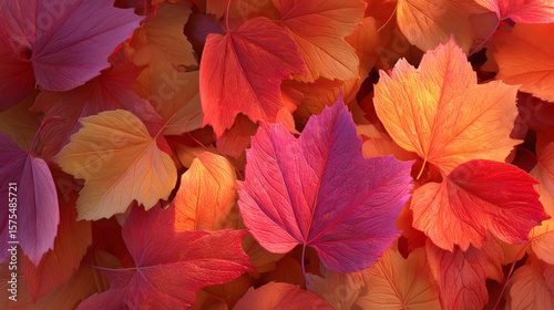 Close-up of Vividly Colored Autumn Leaves