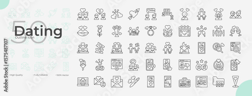Dating Line Editable Icons set. Vector illustration in modern thin line style of Dating icons: dating, lover, sweetheart, etc