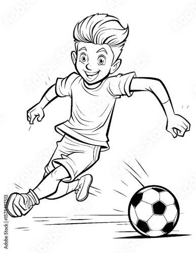 boy playing soccer coloring pages