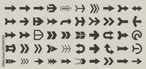 Variety of Black Arrows Icons Set