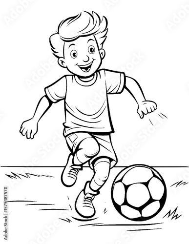 boy playing soccer coloring pages