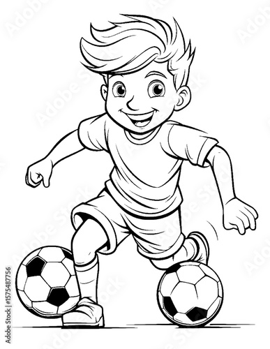 boy playing soccer coloring pages