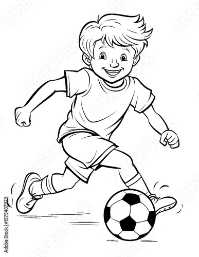 boy playing soccer coloring pages