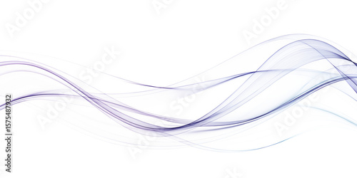 Abstract Flowing Ribbon Waves in Purple and Blue on Transparent Background