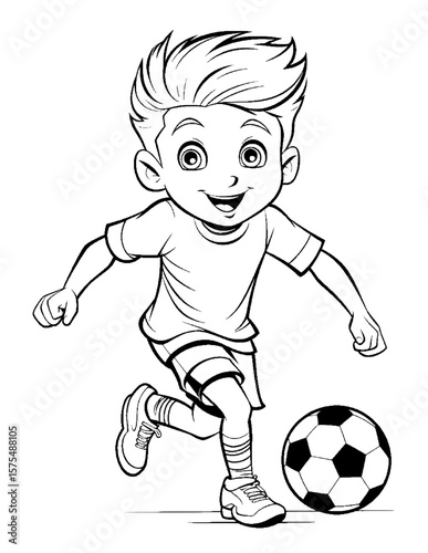 boy playing soccer coloring pages