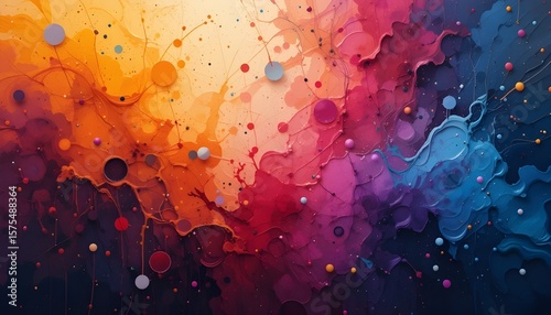 Vibrant Abstract Background with Colorful Paint Stains and Artistic Expression