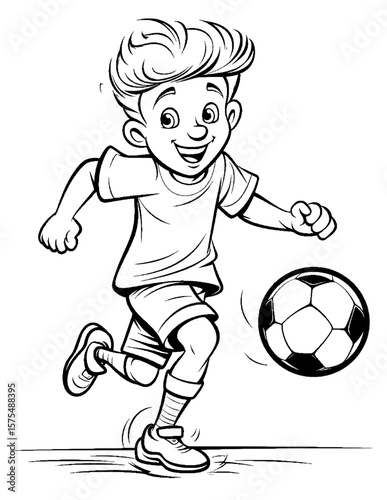 boy playing soccer coloring pages