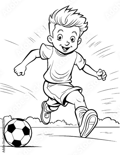 boy playing soccer coloring pages