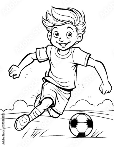 boy playing soccer coloring pages