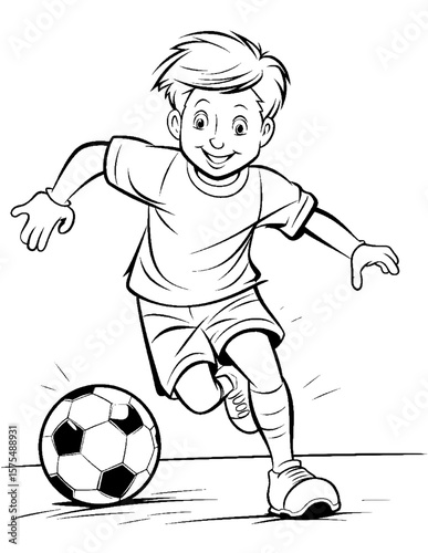 boy playing soccer coloring pages