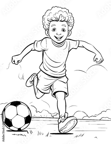 boy playing soccer coloring pages