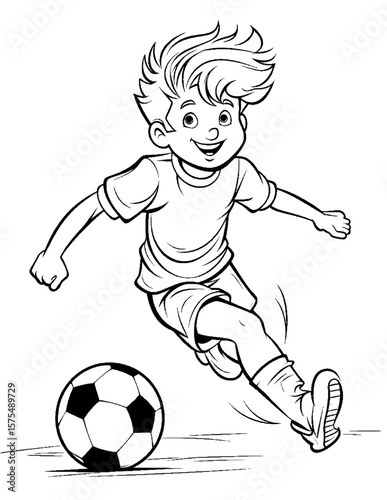 boy playing soccer coloring pages