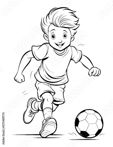 boy playing soccer coloring pages