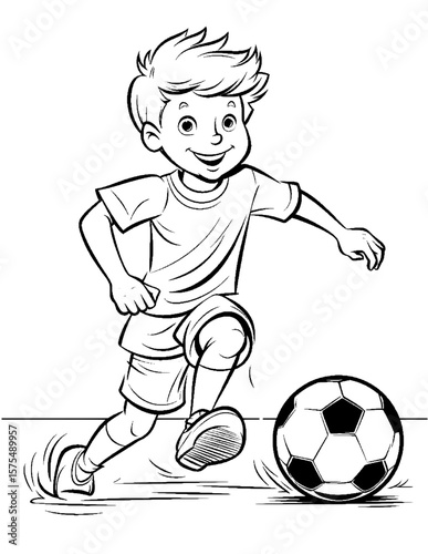 boy playing soccer coloring pages