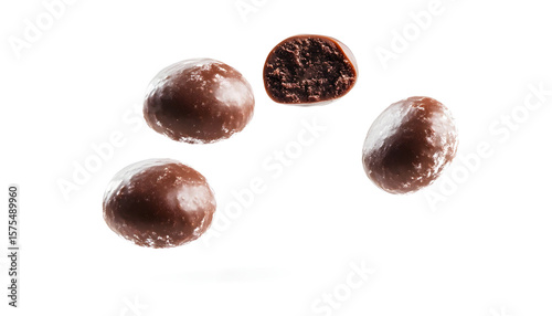 Wallpaper Mural Flying chocolate mochi, isolated on a white background, gracefully floating in mid-air. Torontodigital.ca