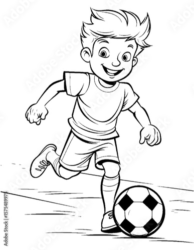 boy playing soccer coloring pages