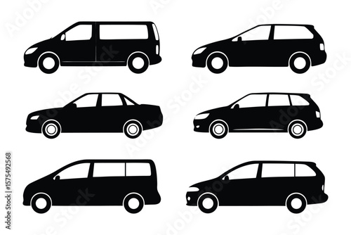 Transportation Silhouettes: A striking array of sleek black transportation silhouettes, a perfect graphic resource for various design projects