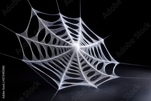 Luminous spiderweb with detailed layered concentric circles against a stark black background