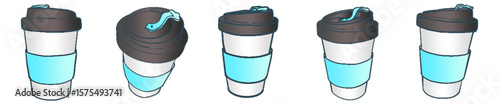 Blue Cozy Takeaway Coffee Cups with Modern Minimalist Design for Relaxing Morning Vibes