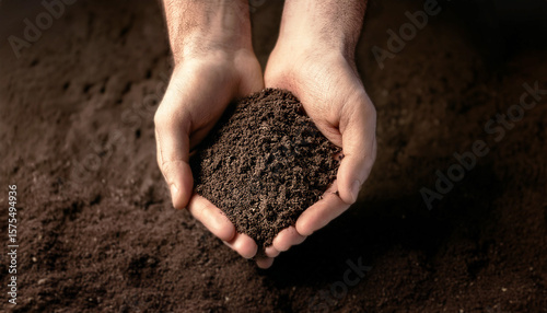 Wallpaper Mural hands holding fertile soil, symbolizing the foundation of growth, agriculture, and sustainability. A powerful image representing nature’s cycle and environmental responsibility Torontodigital.ca