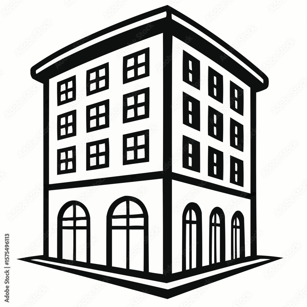 Naklejka premium vector illustration of a city building