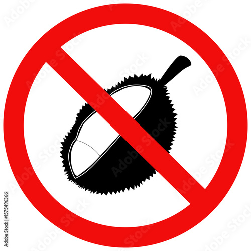No Durian fruit sign. No durian fruit allowed vector. No Fruit with strong potent smell sign. Flat style vector illustration design.