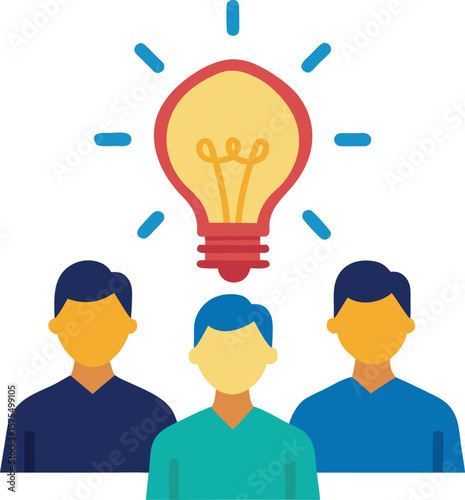 Startup Team Vector with Bright Creative Bulb