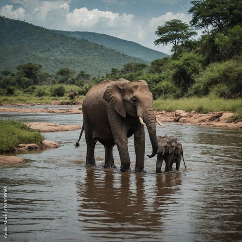 elephants in the river
