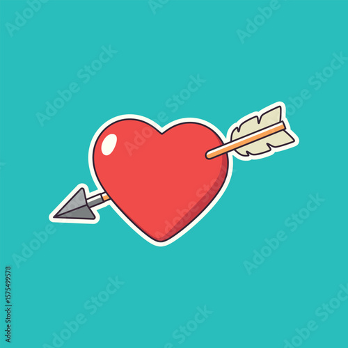 Heart pierced by an arrow. Color stylized illustration. Vector graphics.