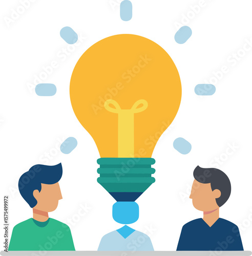 Flat Design Concept of Group Brainstorming Session