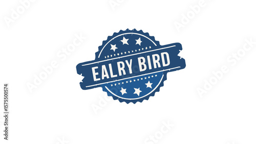 Early Bird Icon – Blue Vintage Stamp Style Badge for Promotions and Events