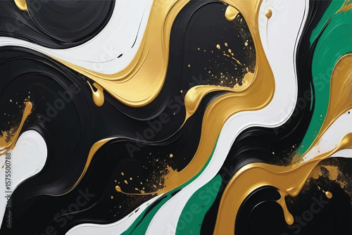 Abstract black, gold oil acrylic painting background wallpaper backdrop.