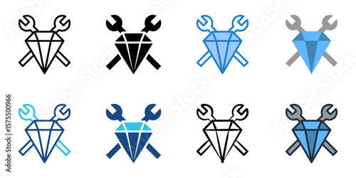 Jewelry repair icon set multiple style collection 
