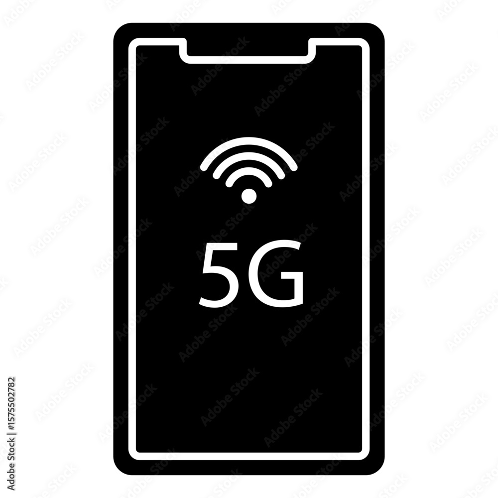 Black and white 5g Phone Icon Black and white 5g Phone Icon